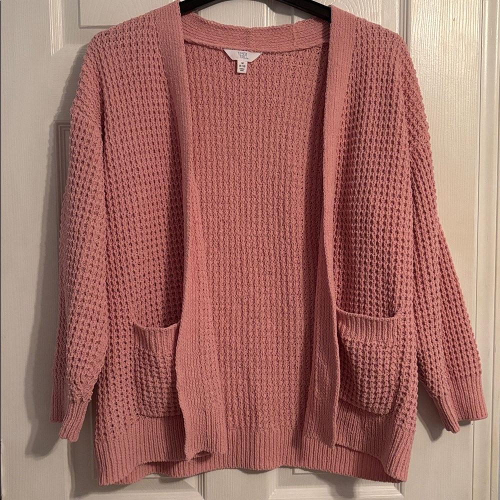 Time and Tru Textured Knit Cardigan in Soft Pink